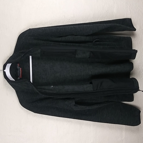 Free Country Microtech Fleece Black Gray Funnel Neck Long Sleeve 1/4 Zip Jacket - Picture 7 of 15